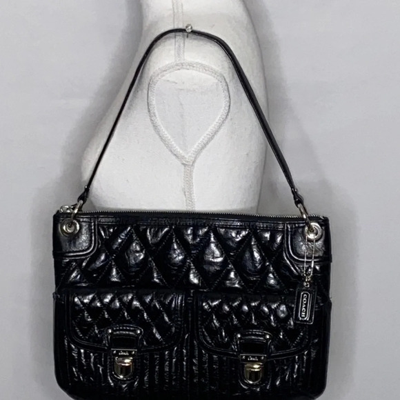 Coach Black Leather Quilted Poppy Shoulder Bag - Picture 2 of 13